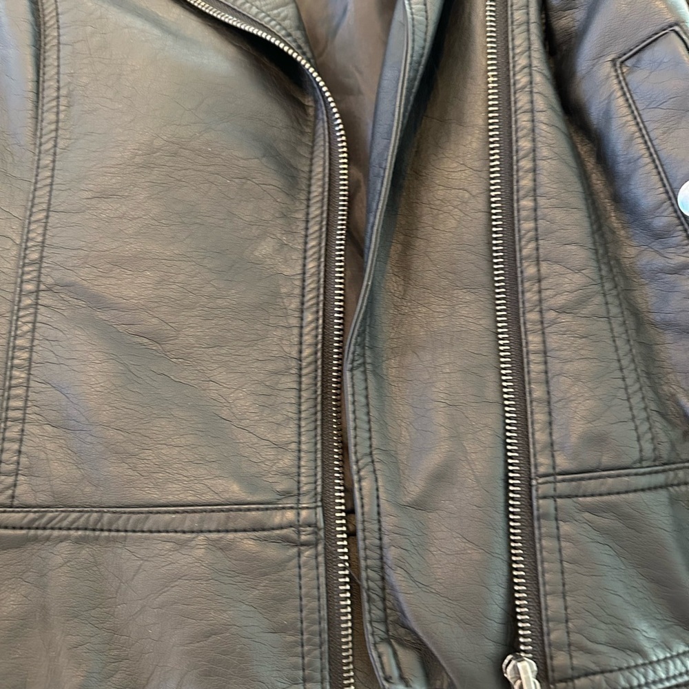 Black Leather Moto Jacket with Embroidery - Picture 8 of 8